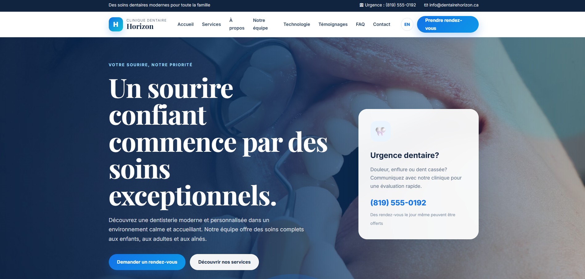 Aperçu du site web Horizon Dental