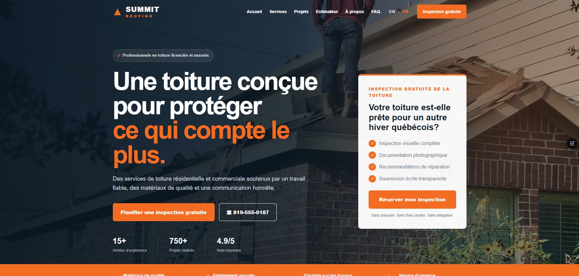 Aperçu du site web Summit Roofing